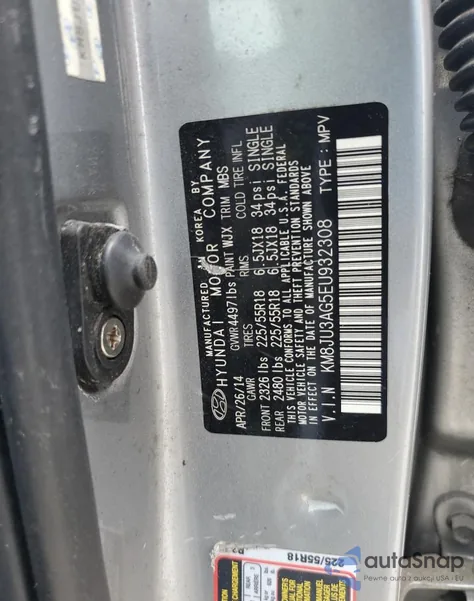 2014 Hyundai Tucson Gls из США, поврежденный, VIN KM8JU3AG5EU932308